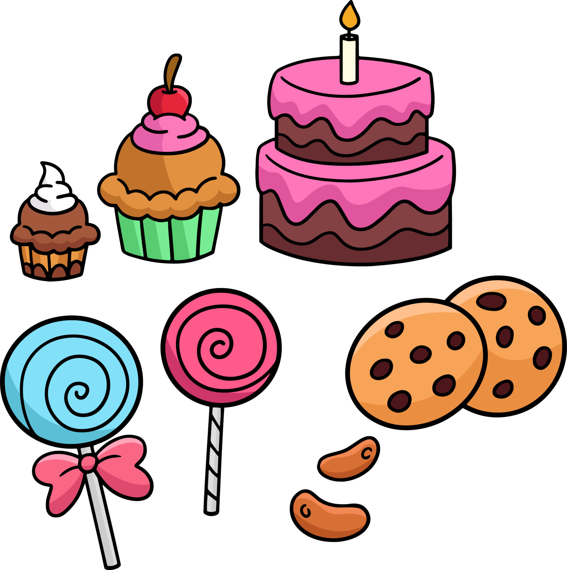 bolo de doces clipart colorido dos desenhos animados 8944205 Vetor no  Vecteezy